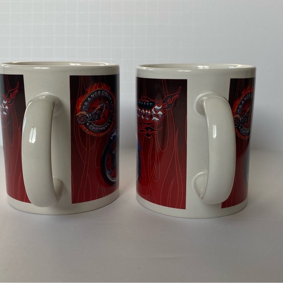 Orange County Choppers Mugs Set If 2 Motorcycle American Custom Steel Chrome EUC - Picture 12 of 16